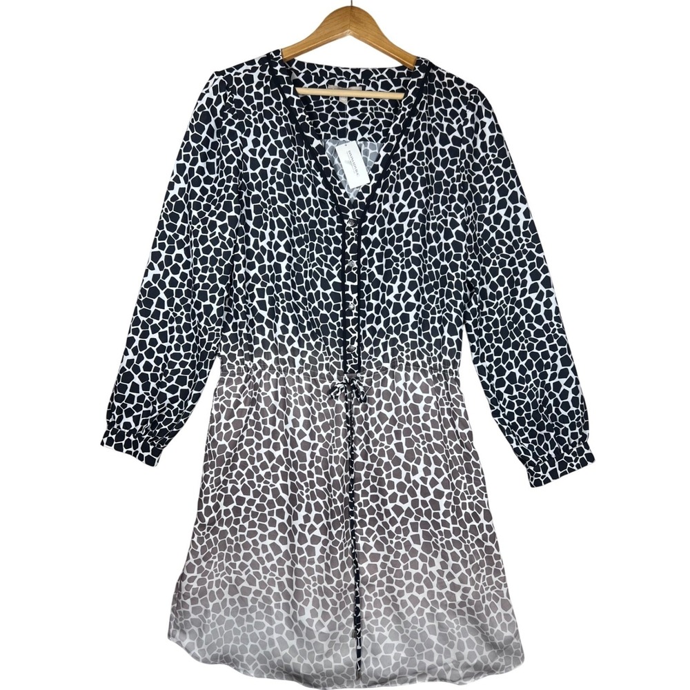 Banana Republic Dress Size 14 Giraffe Print‎ NWT Black White Ombre Long Sleeve